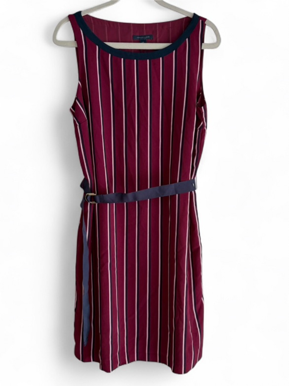 NWT Tommy Hilfiger Sleeveless Striped Sheath Dress with Belt Size L